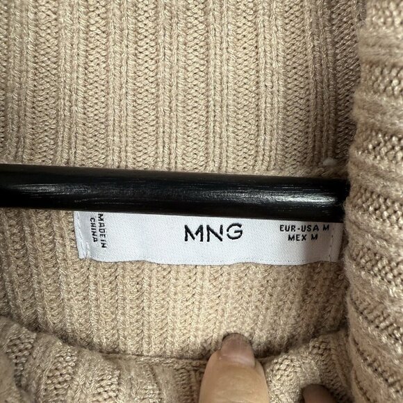 MNG Mango Womens Long Sleeve Color Block Pullover Ribbed Turtleneck Sweater Sz M - Picture 4 of 6